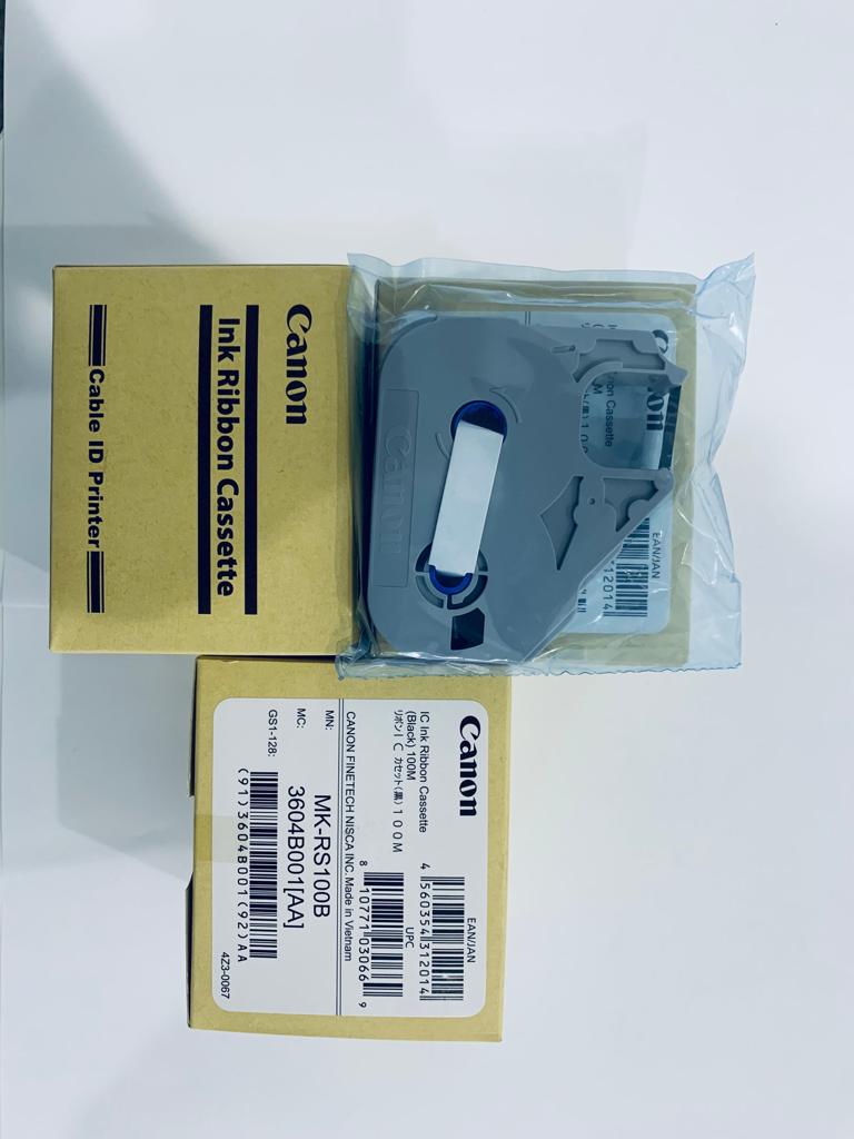 Canon MK1500/MK2600 Cable ID Printer Ink Ribbon Black MK-RS100B(100Mtr/pc) 5pcs/Box